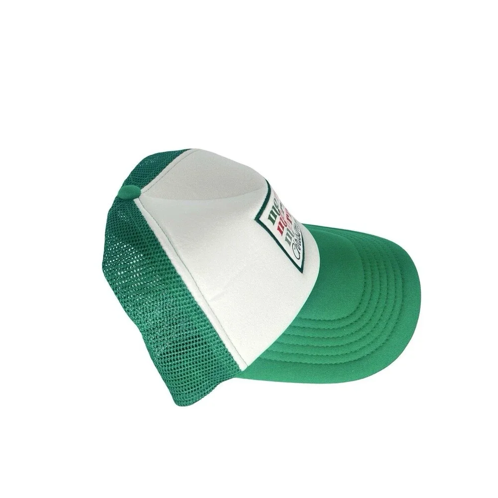 Merry Christmas Trucker Hat Green White Mesh Snapback Holiday Retro Cap